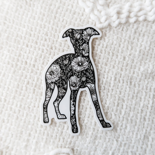 August Poppy (Birth Flower) Whippet Sticker